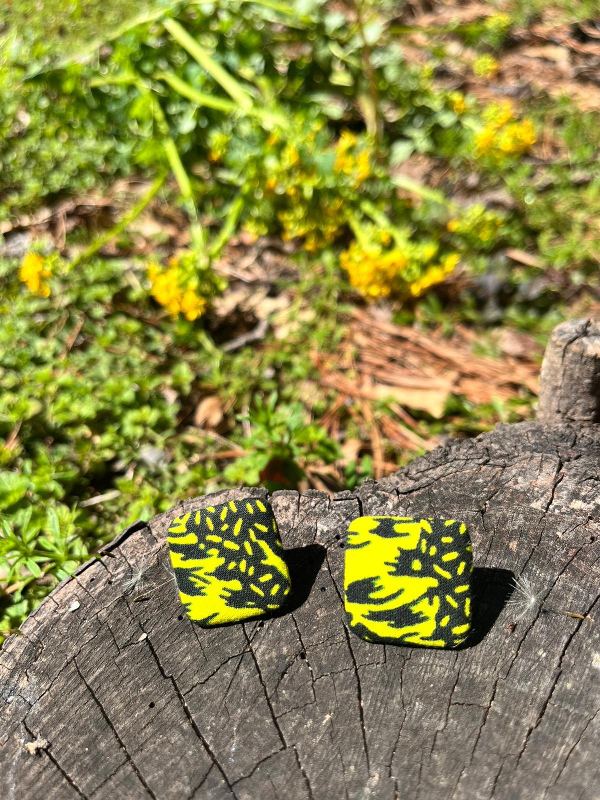 African Print Square Stud Earrings - Image 4