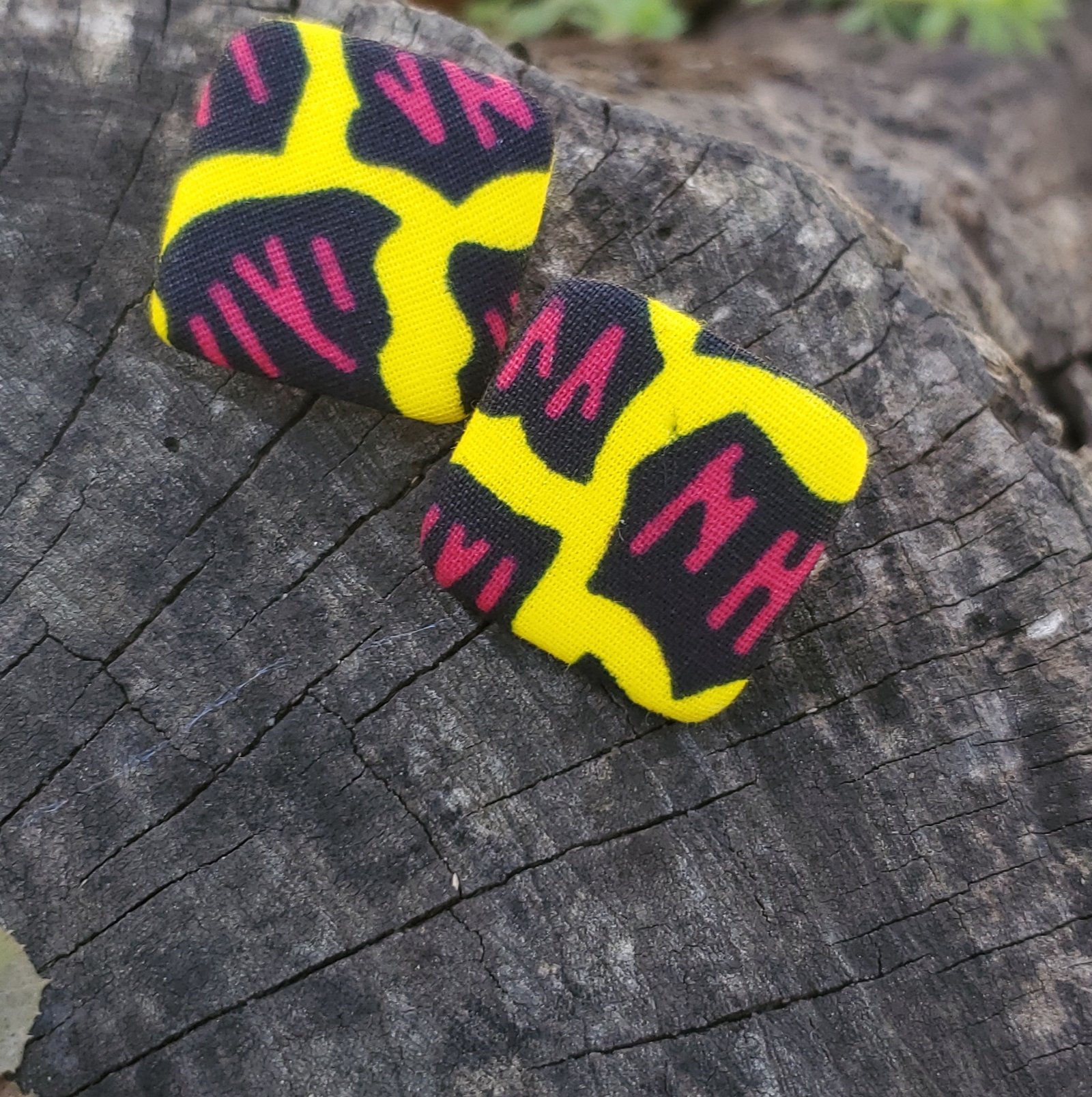 African Print Square Stud Earrings - Image 5