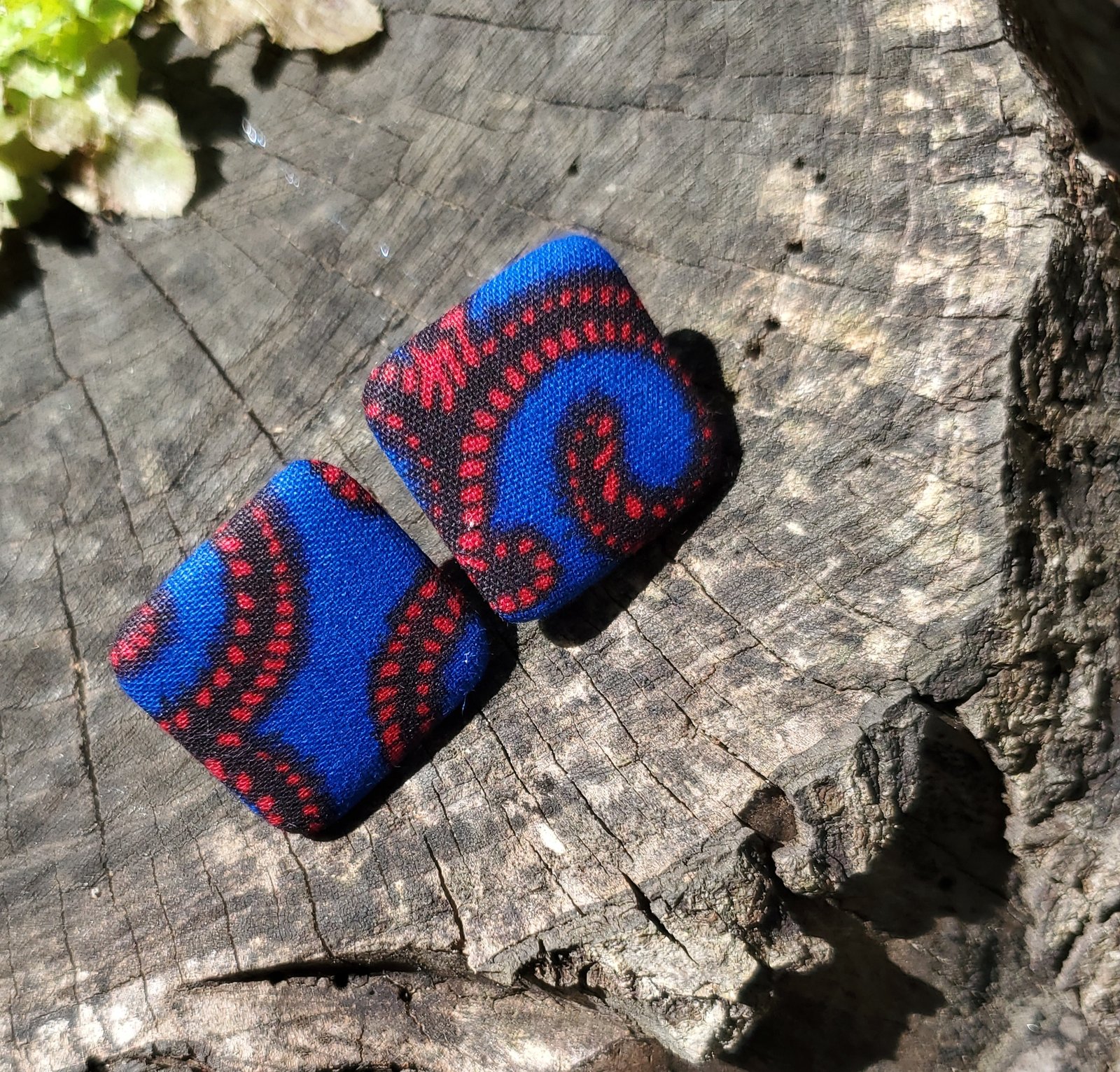 African Print Square Stud Earrings - Image 6
