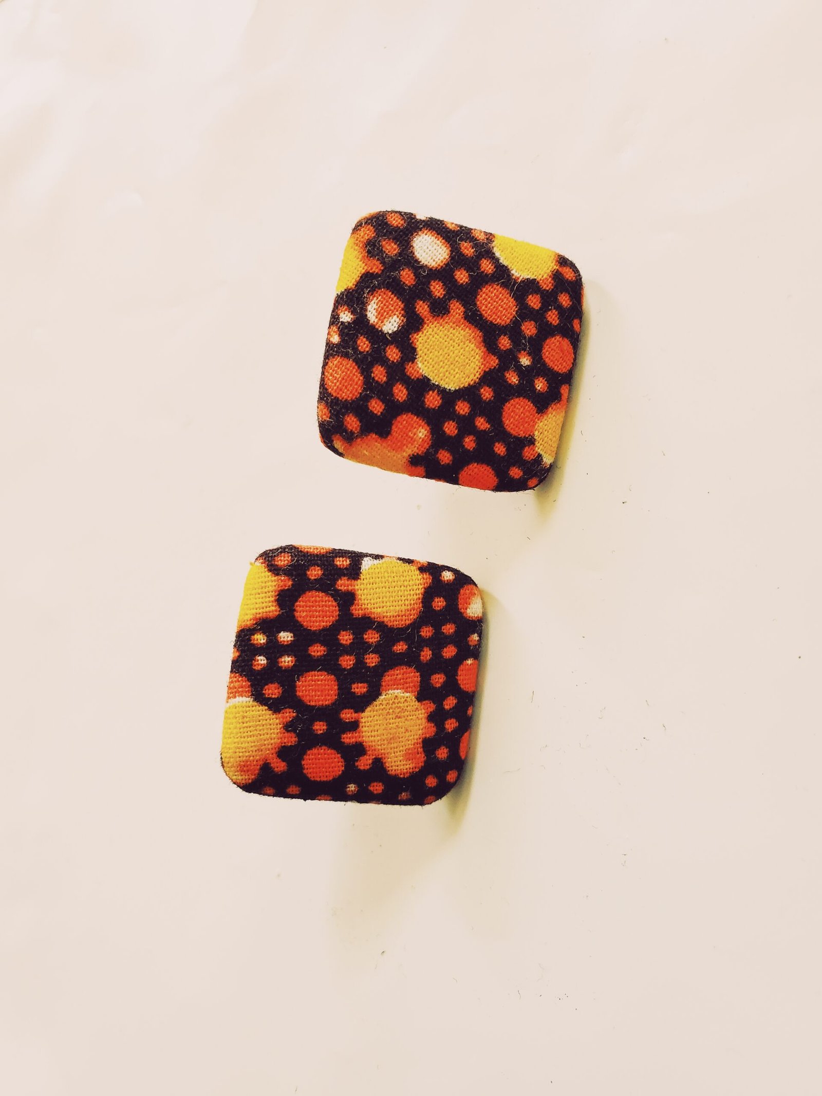 African Print Square Stud Earrings - Image 7