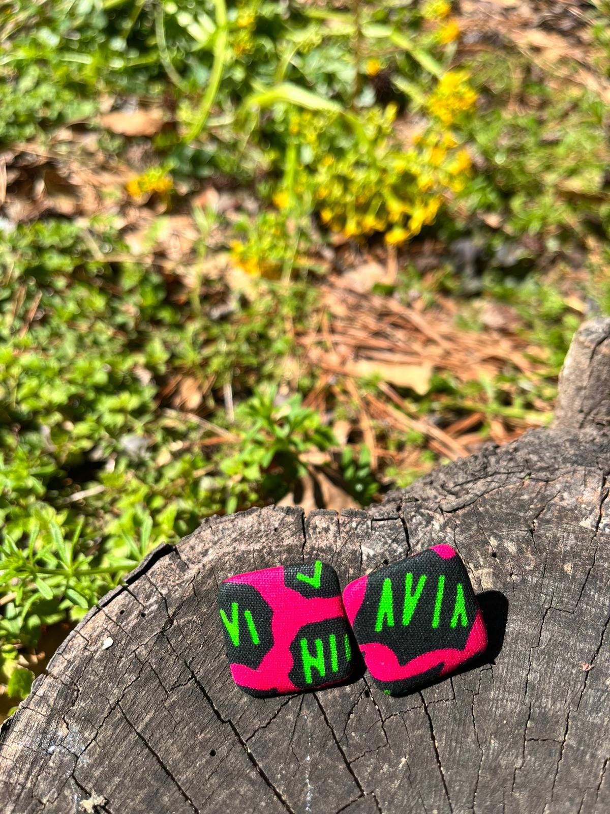 African Print Square Stud Earrings