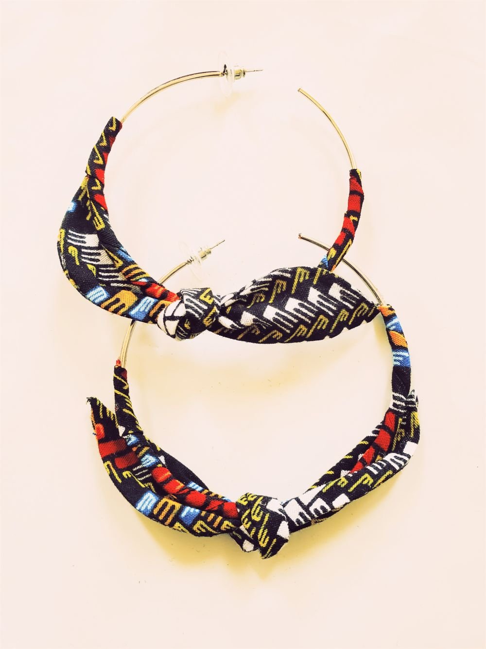 African Print BowTie Hoop Earrings